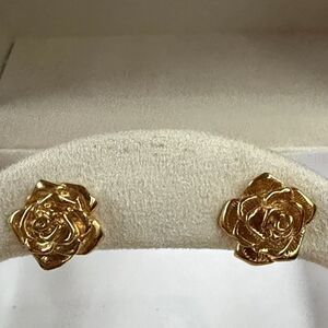 Vintage Avon Gold Rose Stud Pierced Earrings